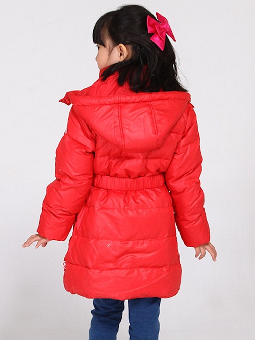 Female child grey duck down long down coat design ljde105202 759 stick sugar red