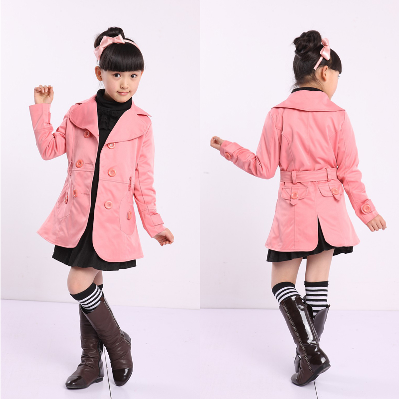 Female child long-sleeve double breasted trench children's clothing spring 2013 child overcoat children's clothing outerwear