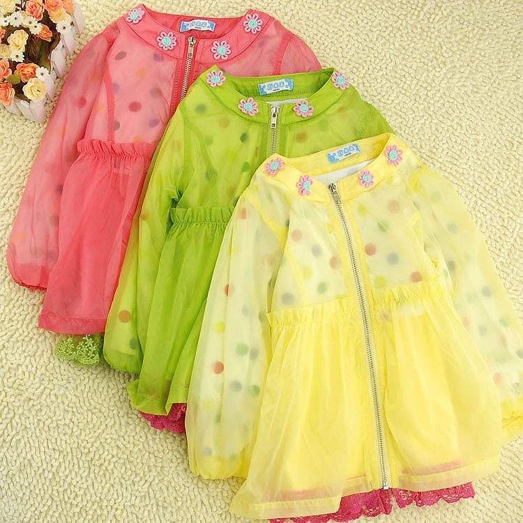 Female child outerwear children's clothing 2013 spring child baby cardigan sun protection clothing princess lace top