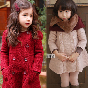 Female child outerwear double breasted belt wool trench coat thickening 158 96