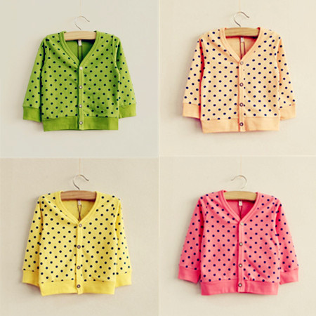 Female child outerwear female child knitted cotton candy color outerwear cardigan baby spring