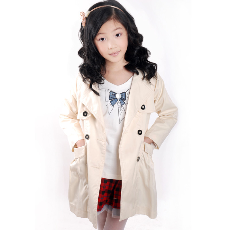 Female child overcoat trench double breasted trench k597