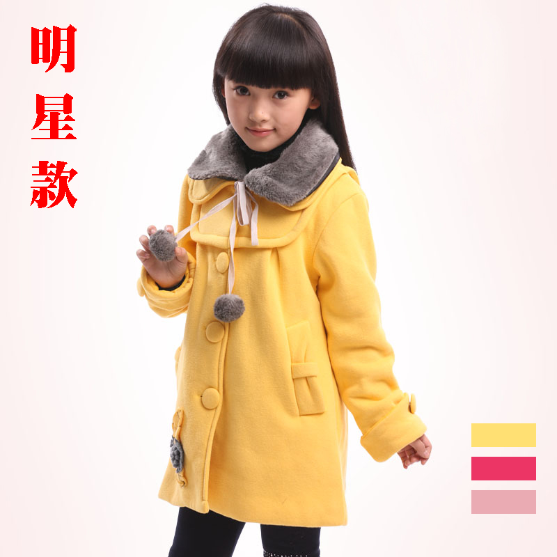 Female child overcoat woolen outerwear 2012 female child thickening woolen female big boy overcoat autumn and winter trench