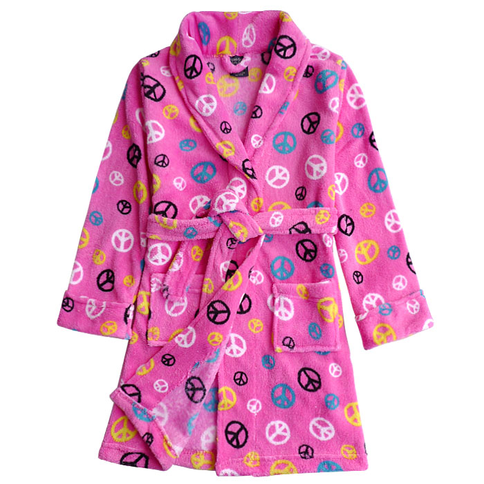 Female child print bathrobe bright color children coral fleece child bathrobe 112685