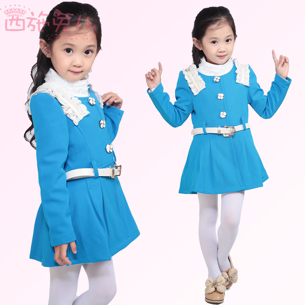 Female child spring outerwear 2013 child overcoat children's clothing trench long-sleeve dresses upperwear