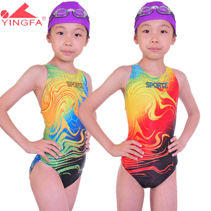 Female child swimwear baby girl swimwear child professional girls print swimwear 8207