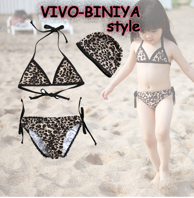 Female child swimwear leopard print bikini baby swimwear girl swimwear free shipping