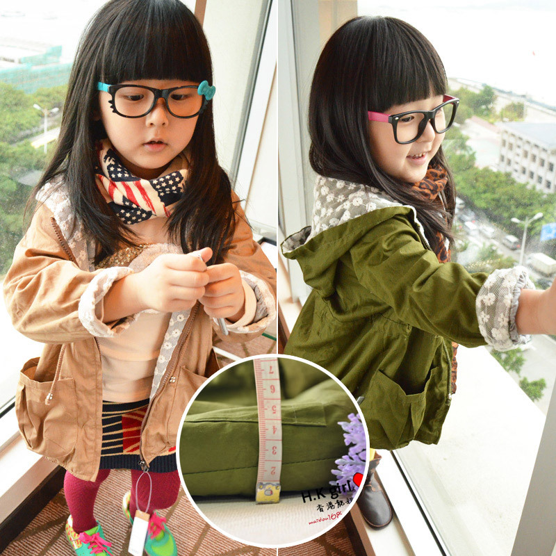 Female child thickening wadded jacket outerwear elegant lace patchwork double layer medium-long thermal