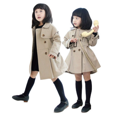 Female child trench 2013 double breasted child spring and autumn outerwear fashion