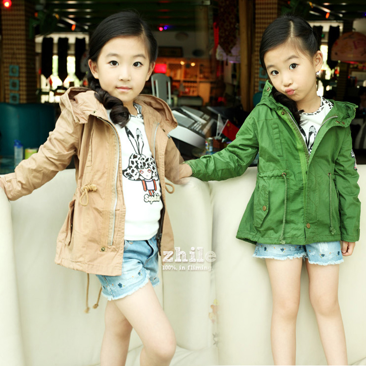 Female child trench 2013 double breasted child spring and autumn outerwear fashion