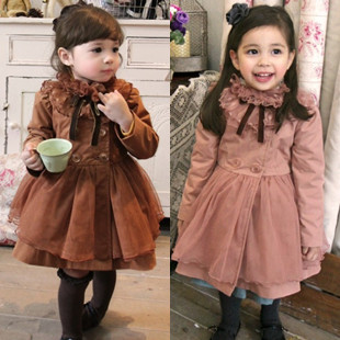 Female child trench gauze trench 2013 child spring and autumn long design 100% cotton trench outerwear hot-selling