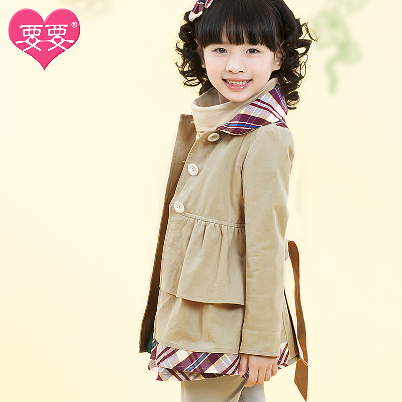 Female child trench outerwear 2013 spring and autumn child trench cotton big 100% children's clothing princess top