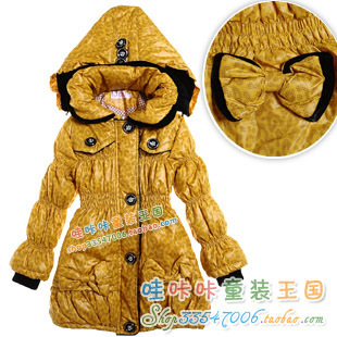 Female child trench outerwear thickening plus velvet cotton-padded jacket child winter 2011 children's clothing 1003