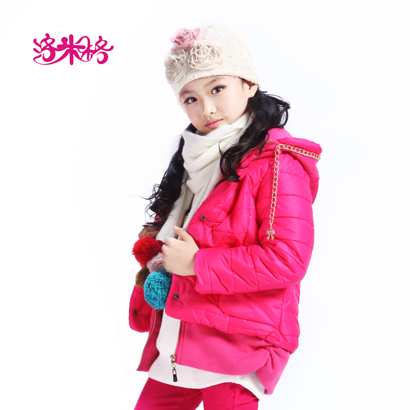 Female child wadded jacket children's clothing 2012 child thickening outerwear faux two piece fashion autumn and winter