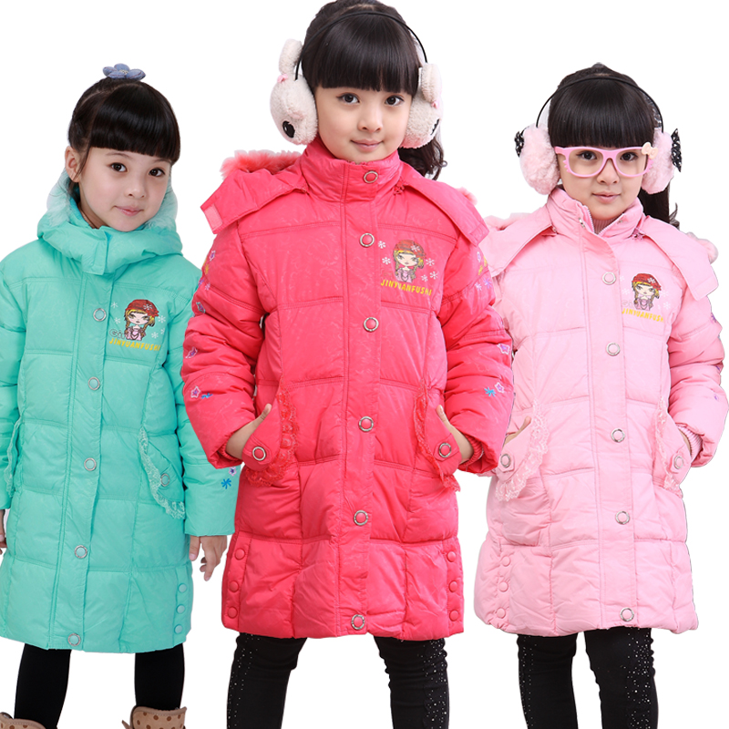 Female child wadded jacket children's clothing winter trench outerwear winter long design cotton-padded jacket child