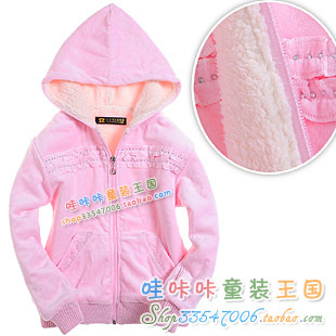 Female child wadded jacket outerwear winter child plus velvet thickening cotton-padded jacket children's clothing child velvet