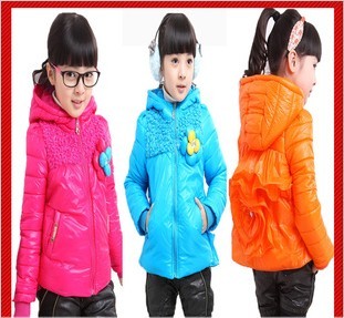 Female child wadded jacket short design three-dimensional rose cotton-padded jacket outerwear 1280