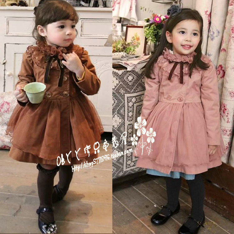 Female child winter 2012 children's clothing little princess lace cotton-padded trench female child lace collar cotton-padded