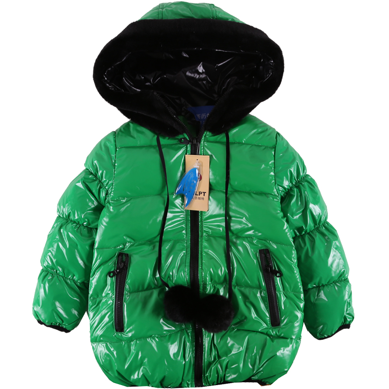 Female child winter down coat paragraph thermal sphere zipper paragraph hooded green