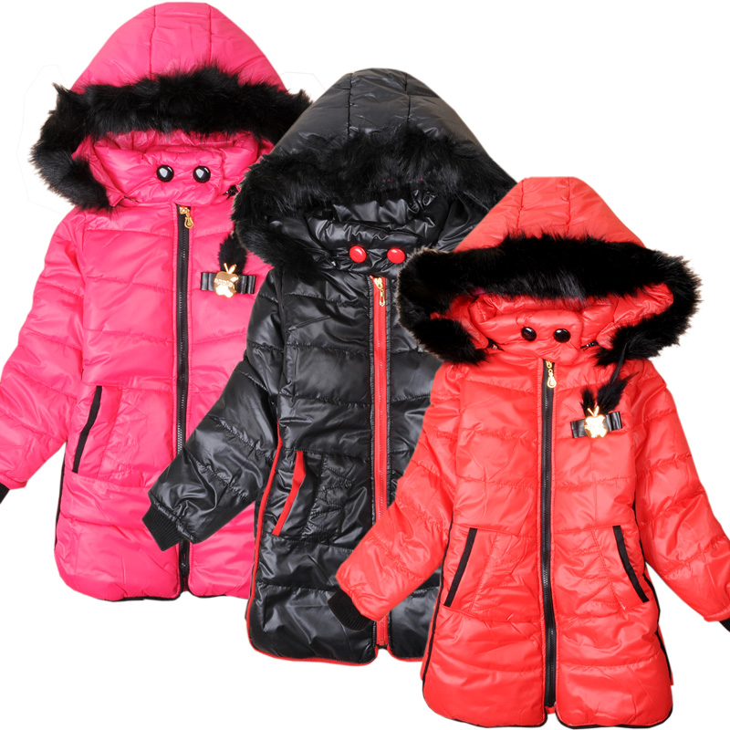 Female child winter outerwear children's clothing 2012 medium-long child cotton-padded jacket cotton-padded jacket zipper fur