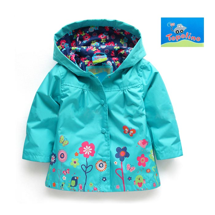 Female child with a hood trench waterproof windproof outerwear spring and autumn