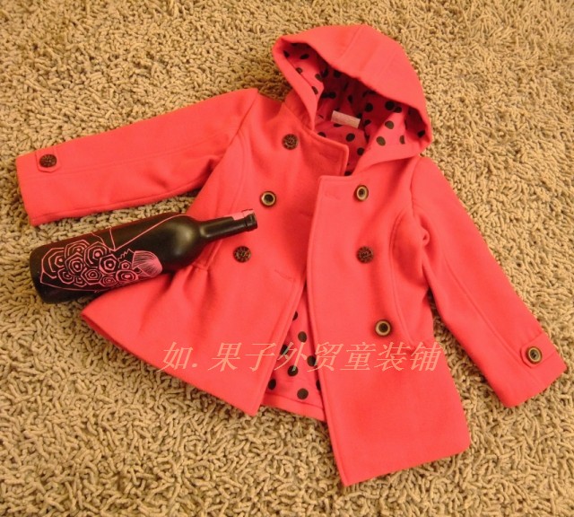 Female child wool coat outerwear fashion cute shirt spring and autumn children's clothing trench