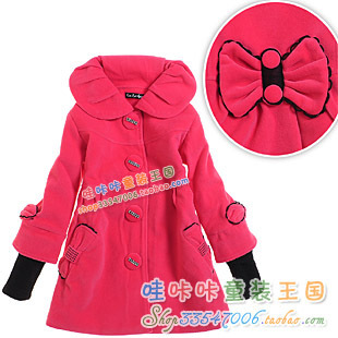 Female child woolen outerwear 2012 child rabbit fur trench child spring overcoat z398 girl  winter coat