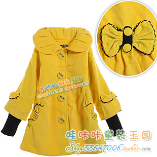 Female child woolen overcoat outerwear 2013 spring child rabbit fur trench girl spring z398