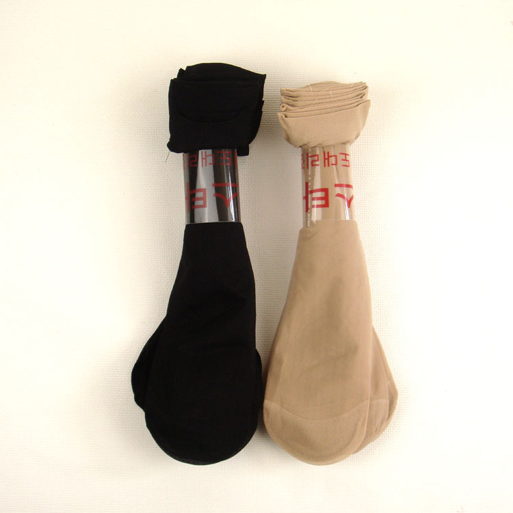 Female Core-spun Yarn short stockings ultra-thin transparent solid color sock black skin color terylene fiber socks