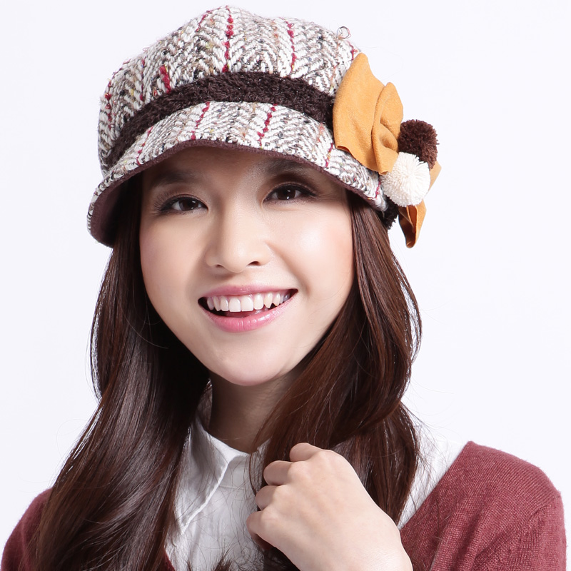 Female fashion thermal thickening hat gold leaf soft hair bulb cap gm337