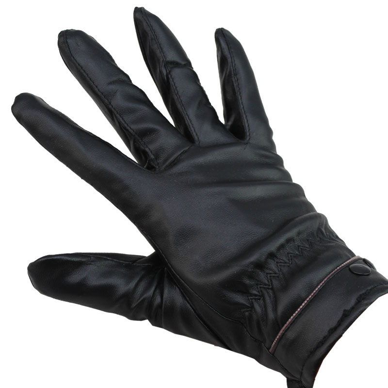Female full quality fashion thermal PU gloves women's windproof leather gloves cold-proof