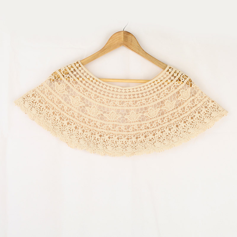 Female japanese style crochet vintage cutout air conditioning shirt knitted cape knitted shirt