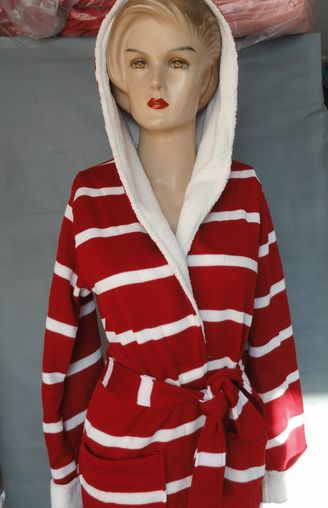 Female knitted cotton berber fleece robe with a hood derlook robed bathrobes