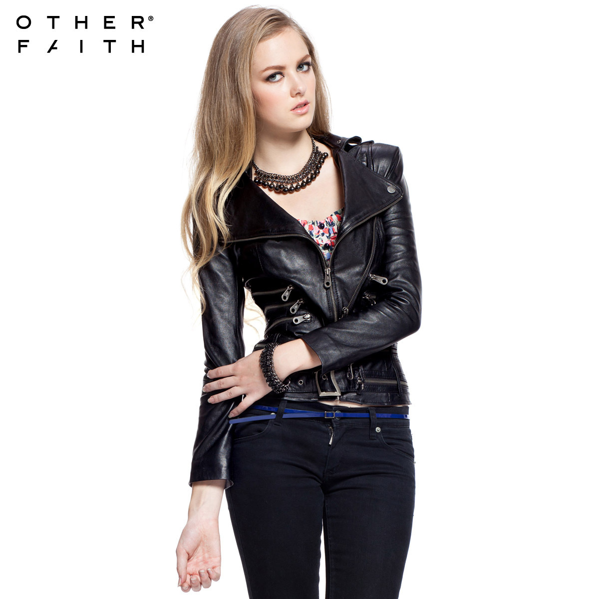 Female leather Autumn black slim genuine leather clothing female 13g30012