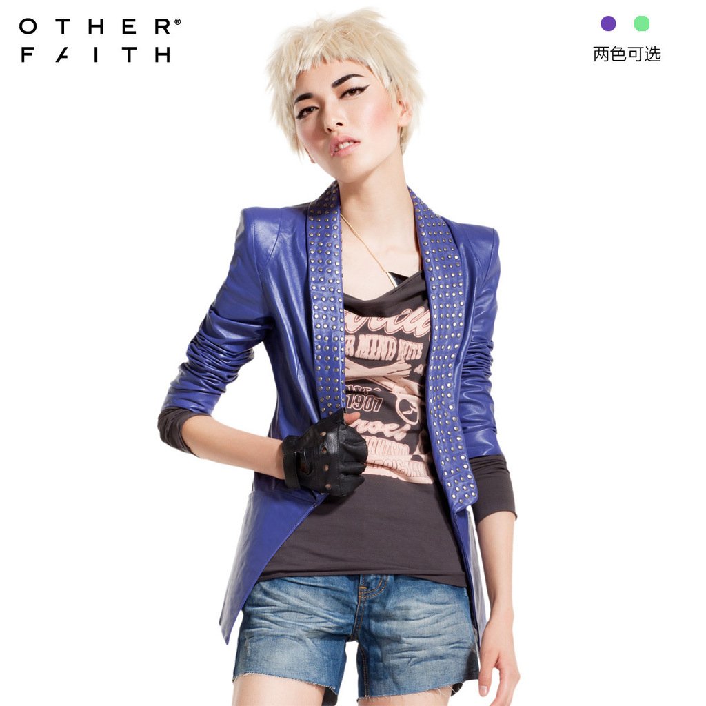 Female leather Autumn short design slim genuine leather clothing female 13g30017