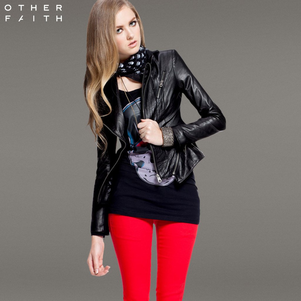 Female leather Autumn short design slim genuine leather clothing short jacket female 13g30007