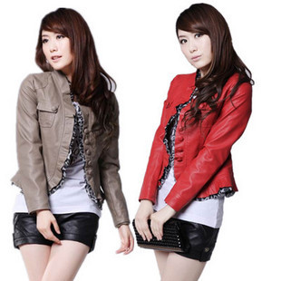 Female leather clothing short design 2013 spring and autumn coat women slim short jacket PU clothing