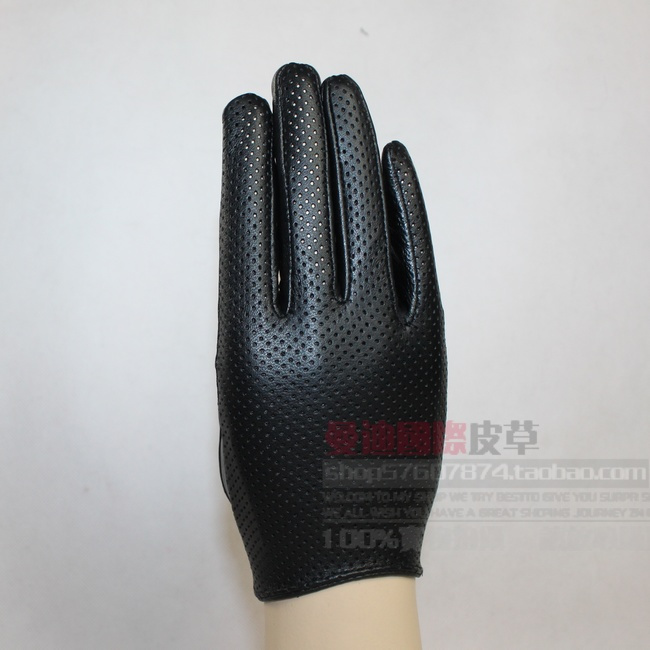 Female leather gloves fashion mesh snap button women's genuine leather sheepskin gloves winter