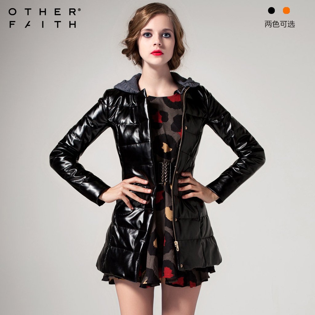 Female leather Long design slim leather clothing down coat on sale 13g40008