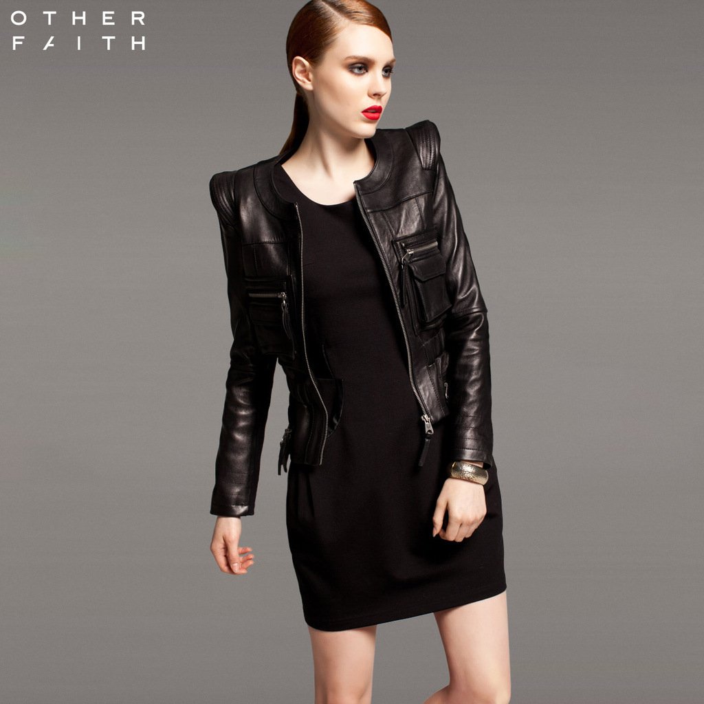 Female leather Vintage short design slim waist genuine leather women's leather clothing 13g1121