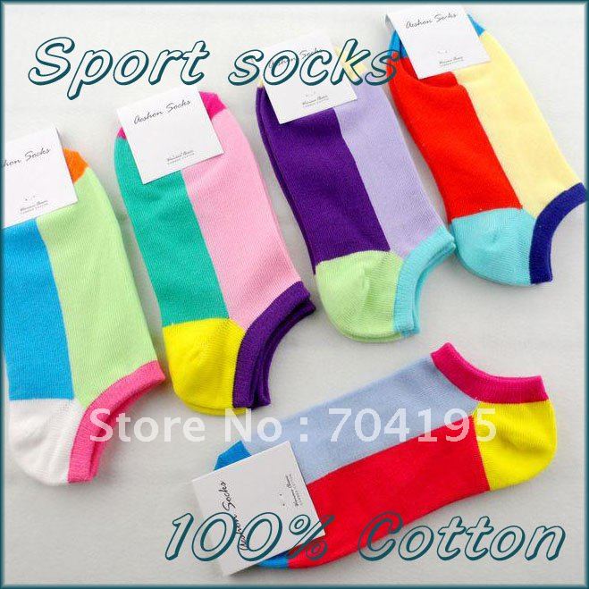 female mix color sock slippers invisible socks  cotton colorant match shallow mouth socks