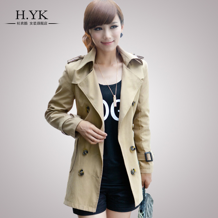 Female outerwear women fashion double breasted slim medium-long trench Coat outcoat Surcoat Formal Suit Blazers Business Casual