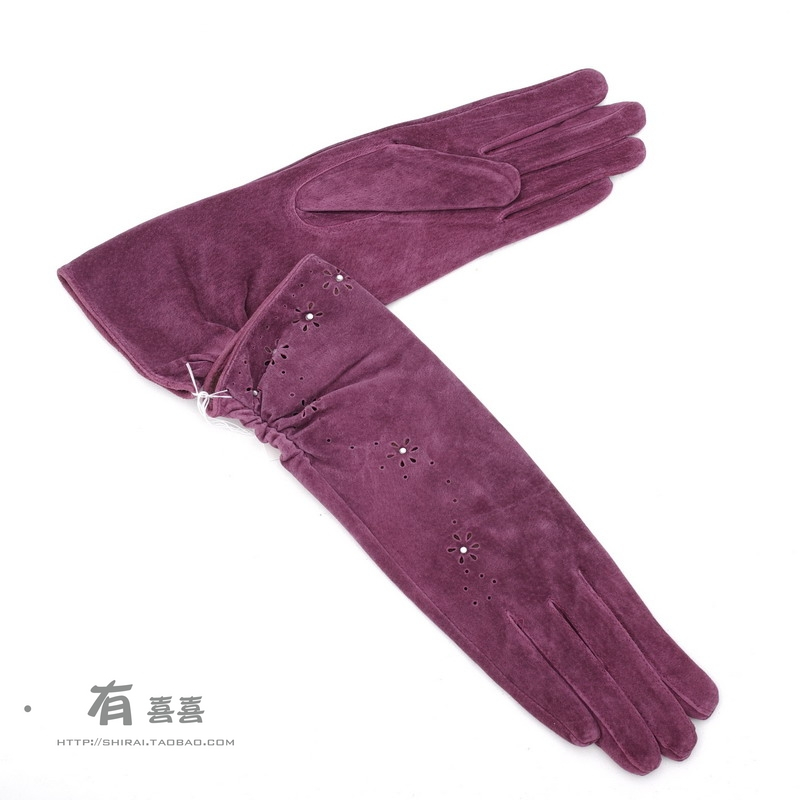 Female pig goatswool a6086 gloves long gloves female genuine leather gloves women's gloves