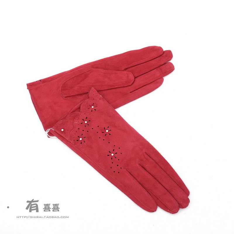 Female pig goatswool semi-finger a6096 gloves women's gloves leather gloves winter gloves