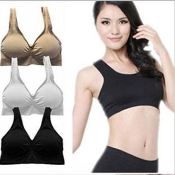 Female plus size seamless yoga sports bodybuilding bra vest design underwear belt pad wireless bra