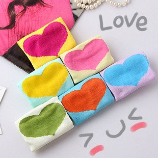 Female pure color love  week socks  FREESHIPPING