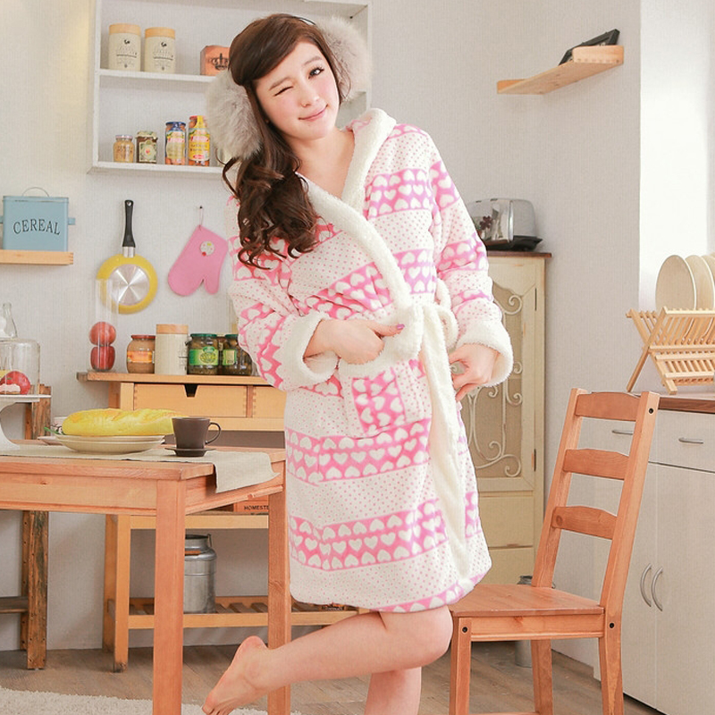 Female robe coral fleece autumn and winter thickening flannel winter sleepwear lounge a577