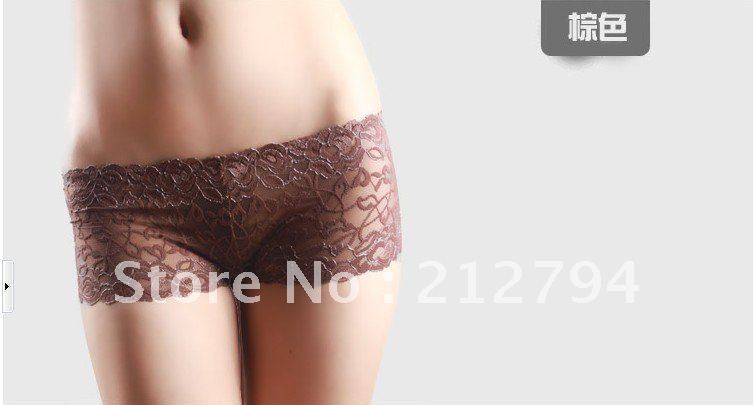Female sexy design straight Angle pants Hollow out bud silk printing for women's underwear
