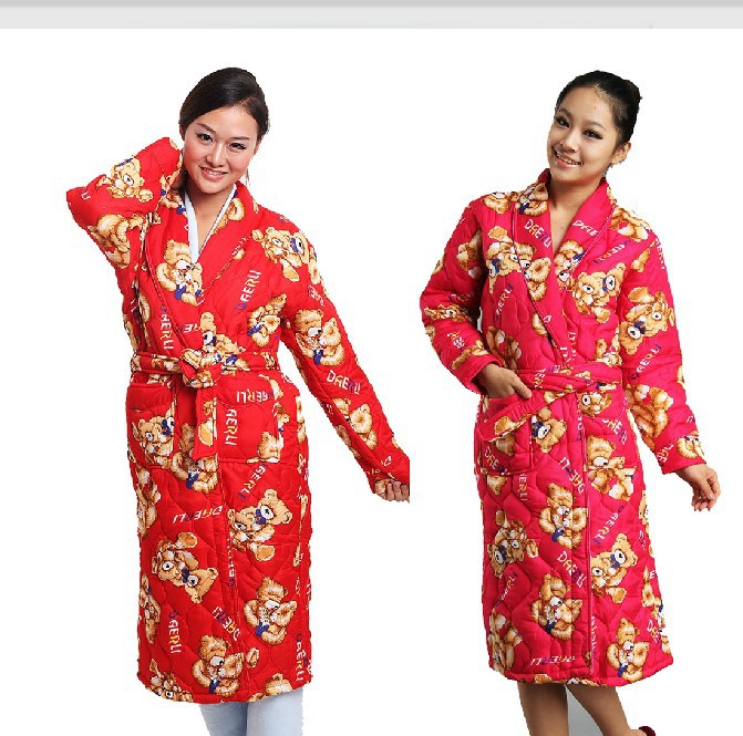 Female sleepwear robe cotton-padded robe autumn and winter