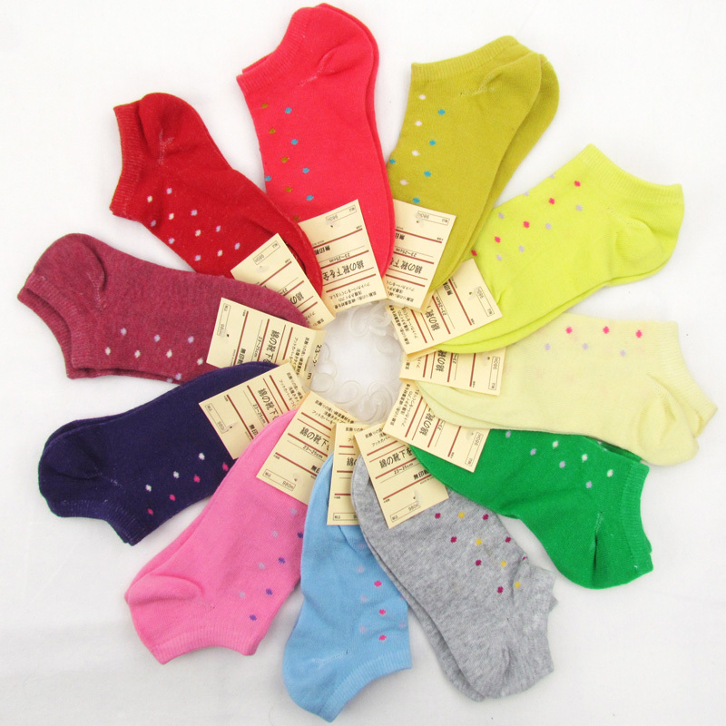 Female sock slippers 100% cotton candy dot women's sock slippers Women sock slippers multicolour multi-colored 100% cotton